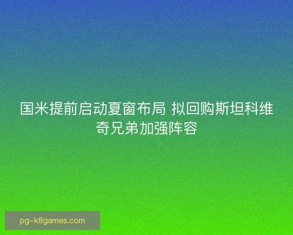 国米提前启动夏窗布局 拟回购斯坦科维奇兄弟加强阵容