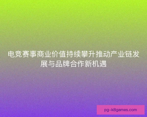 电竞赛事商业价值持续攀升推动产业链发展与品牌合作新机遇